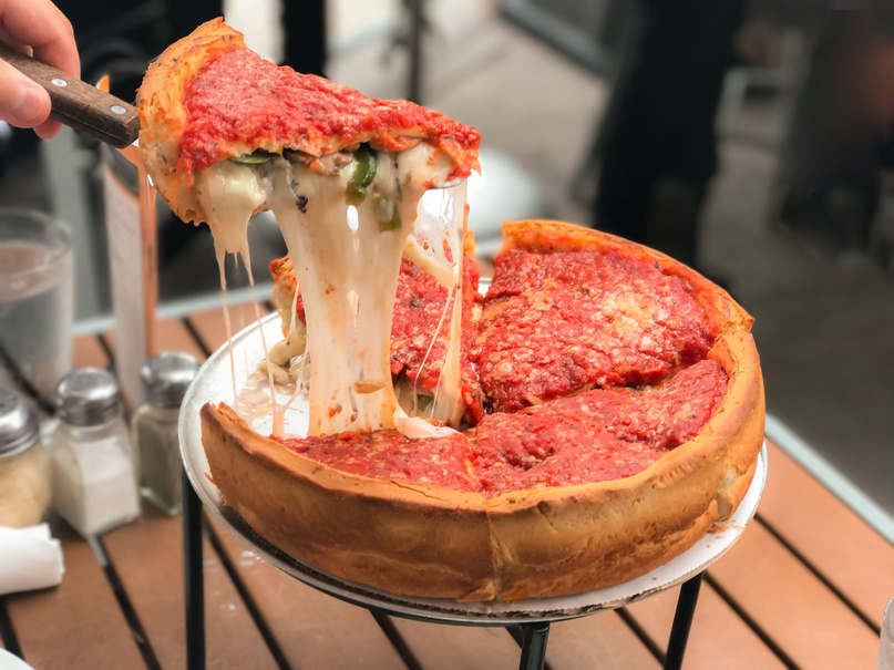 Chicago Pizza filled with cheese.